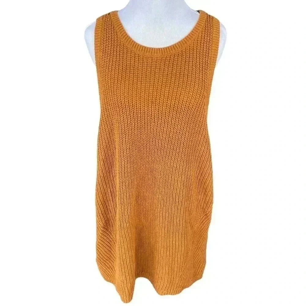 NWT Ava & Viv Sleeveless Knit 100% Cotton Cardigan Burnt Orange/Rust - Size 2X